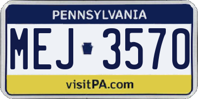 PA license plate MEJ3570