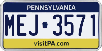 PA license plate MEJ3571