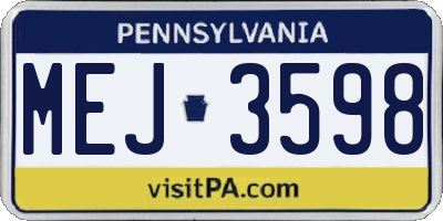 PA license plate MEJ3598