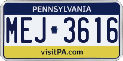 PA license plate MEJ3616