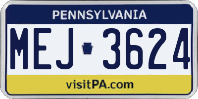 PA license plate MEJ3624