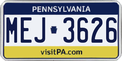 PA license plate MEJ3626