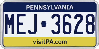 PA license plate MEJ3628