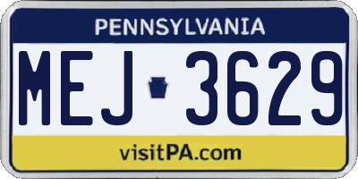 PA license plate MEJ3629