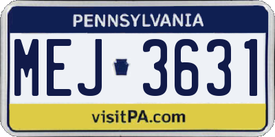 PA license plate MEJ3631