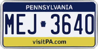 PA license plate MEJ3640