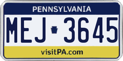 PA license plate MEJ3645