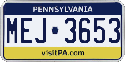 PA license plate MEJ3653