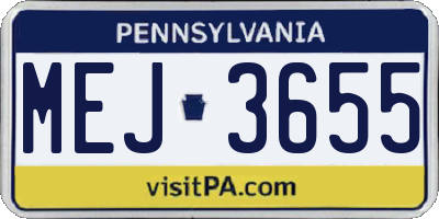 PA license plate MEJ3655