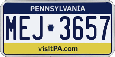 PA license plate MEJ3657
