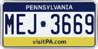 PA license plate MEJ3669