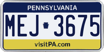 PA license plate MEJ3675