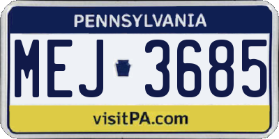 PA license plate MEJ3685