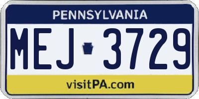 PA license plate MEJ3729
