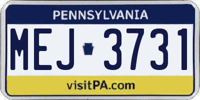 PA license plate MEJ3731