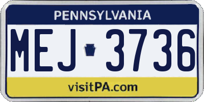 PA license plate MEJ3736