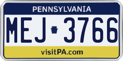 PA license plate MEJ3766