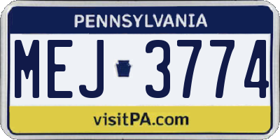 PA license plate MEJ3774