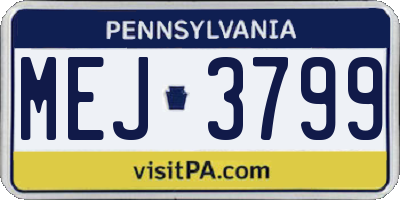 PA license plate MEJ3799