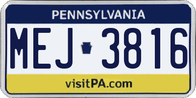 PA license plate MEJ3816