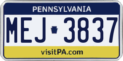 PA license plate MEJ3837