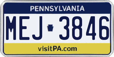 PA license plate MEJ3846
