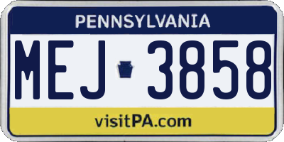 PA license plate MEJ3858