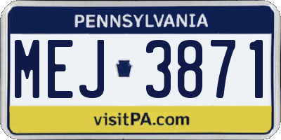 PA license plate MEJ3871