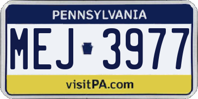 PA license plate MEJ3977