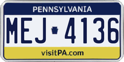 PA license plate MEJ4136
