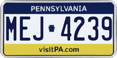 PA license plate MEJ4239