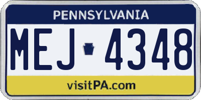 PA license plate MEJ4348