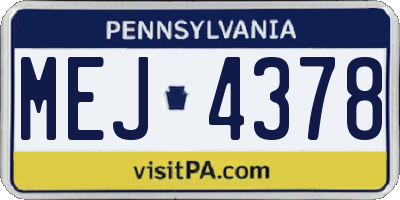 PA license plate MEJ4378