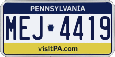 PA license plate MEJ4419