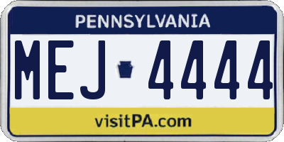 PA license plate MEJ4444