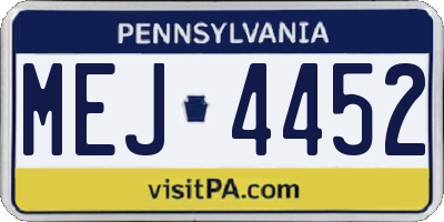 PA license plate MEJ4452