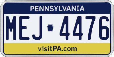 PA license plate MEJ4476