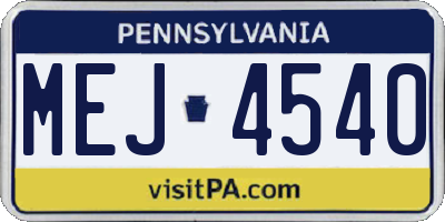 PA license plate MEJ4540