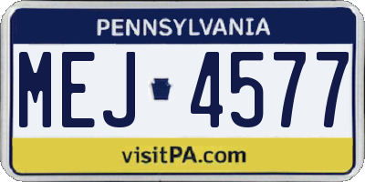 PA license plate MEJ4577