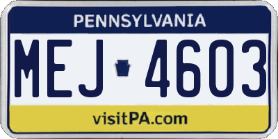 PA license plate MEJ4603
