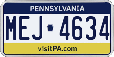 PA license plate MEJ4634