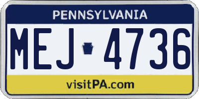 PA license plate MEJ4736