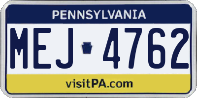 PA license plate MEJ4762