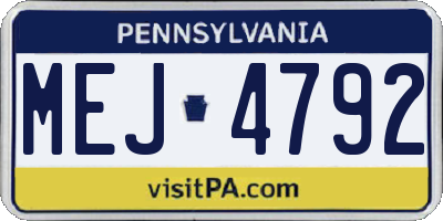 PA license plate MEJ4792