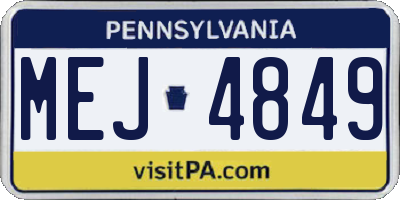 PA license plate MEJ4849