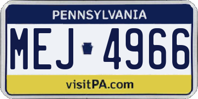 PA license plate MEJ4966