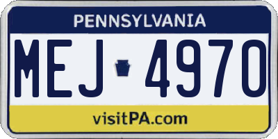 PA license plate MEJ4970