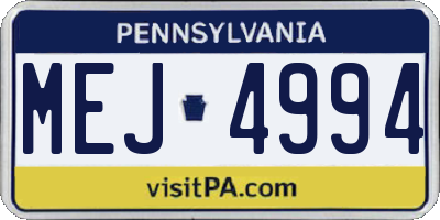 PA license plate MEJ4994