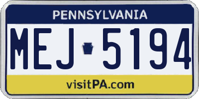 PA license plate MEJ5194