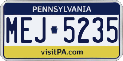 PA license plate MEJ5235